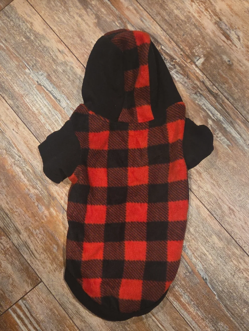 Red & Black Buffalo Plaid Hooded Dog Coat